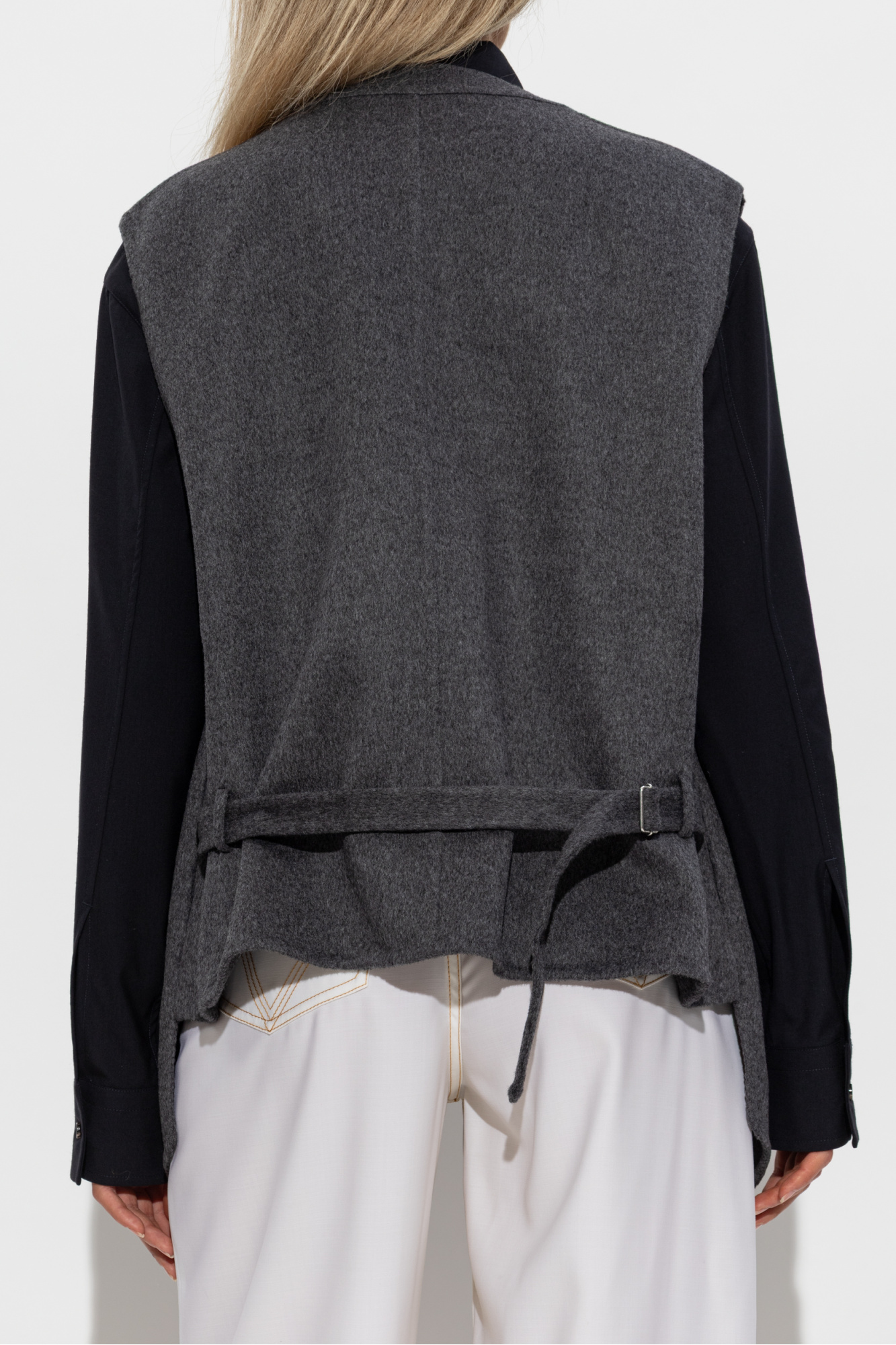 【関税&送料込】Bottega Veneta Dark Grey Wool Vest Wool sweater vest in grey - Bottega Veneta | Mytheresa